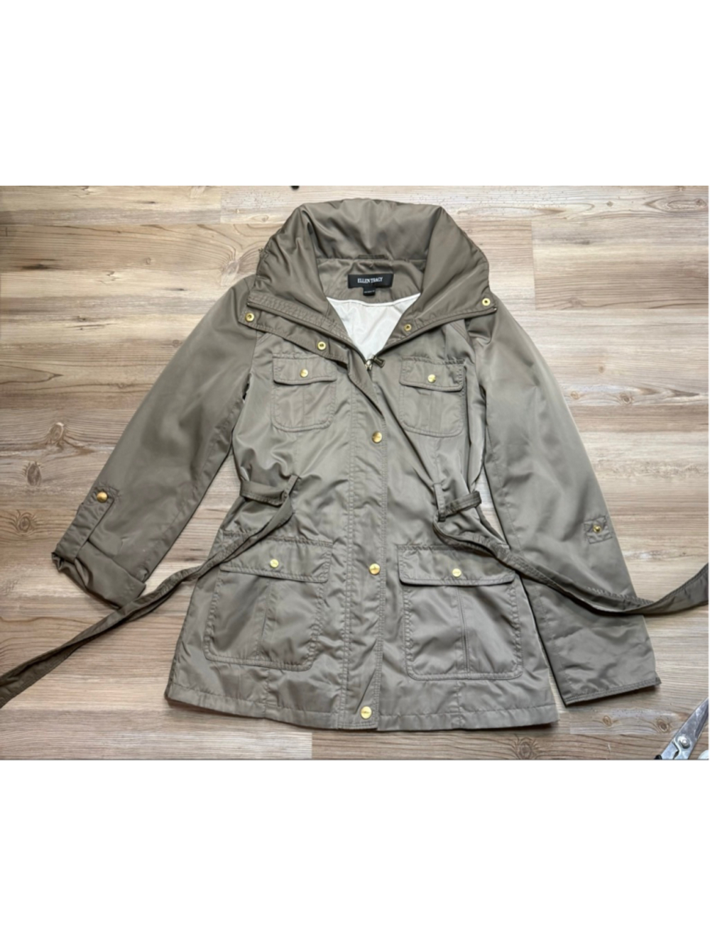Women's Ellen Tracy Hooded Utility Rain Jacket size XS